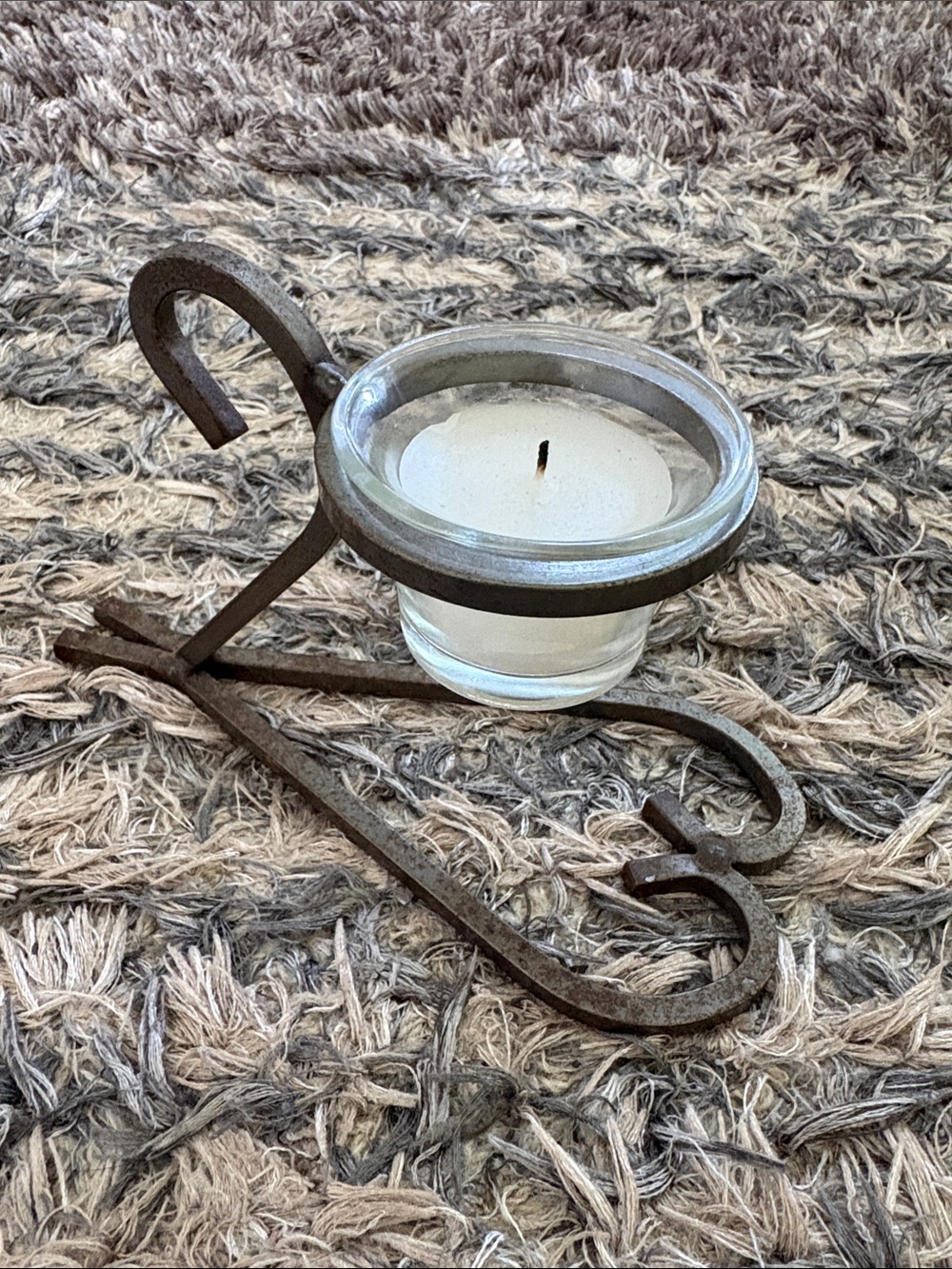 Hand-Forged Iron Lantern Candle Holder - Rustic Finish